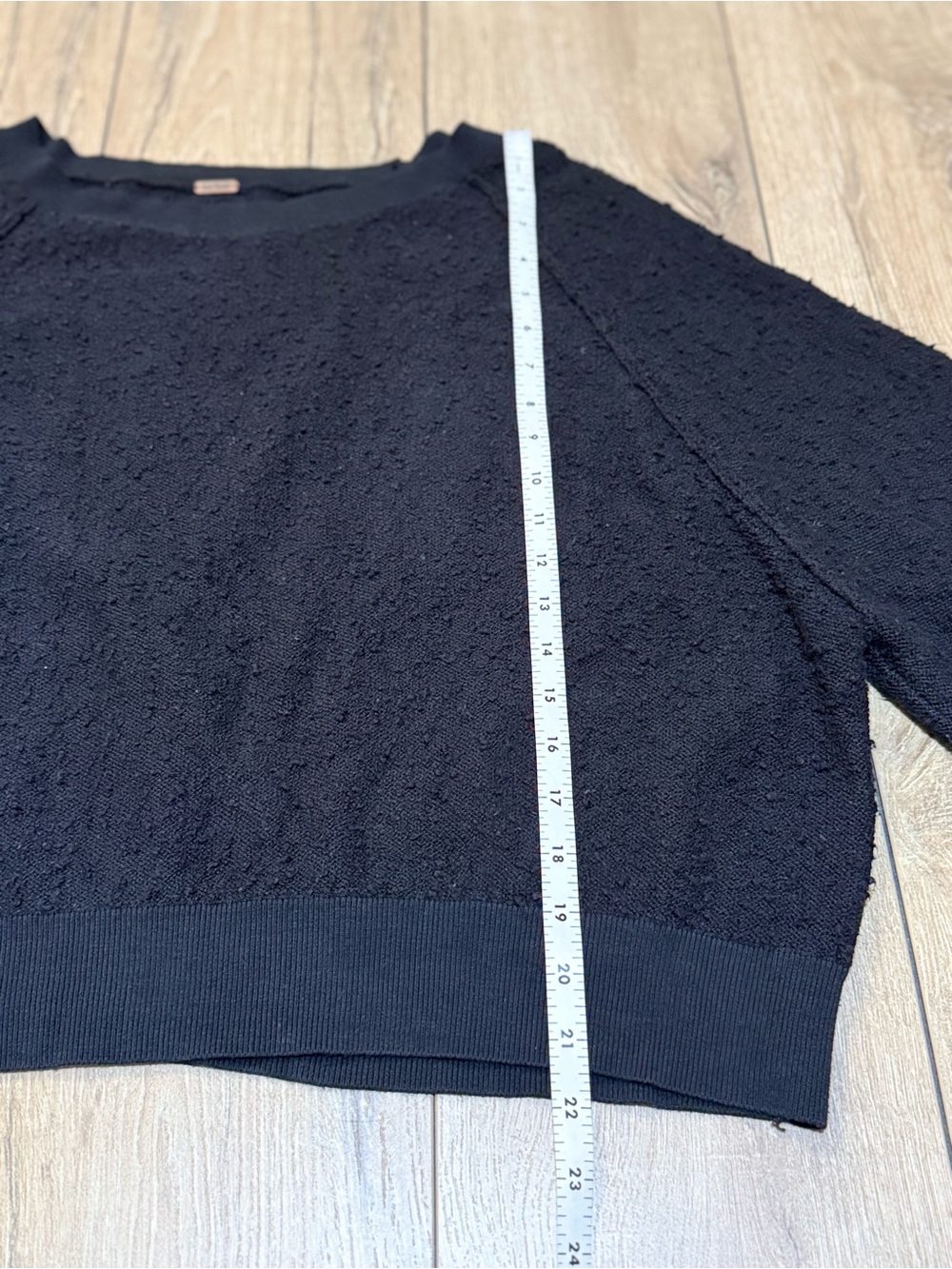 Free People Found My Friend Pullover Black Textured Sweatshirt Size Small - Picture 9 of 12